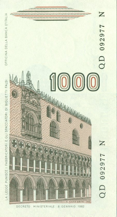 Italy P109a 1.000 Lire 1982 UNC