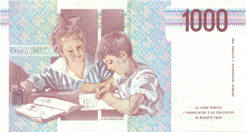 Italy P114c 1.000 Lire 1990 UNC