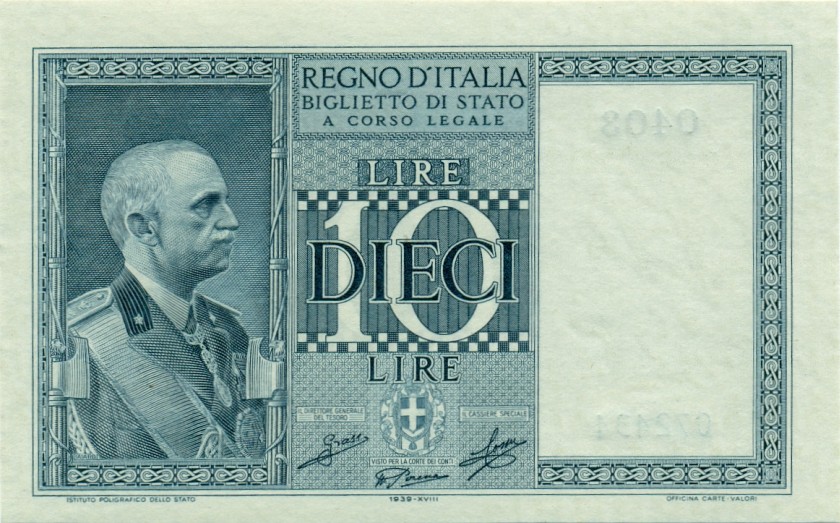 Italy P25c 10 Lire 1939 UNC