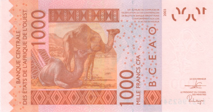 West African States Ivory Coast P115As 1.000 Francs 2019 UNC