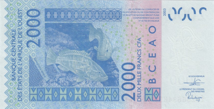 West African States Ivory Coast P116As 2.000 Francs 2019 UNC