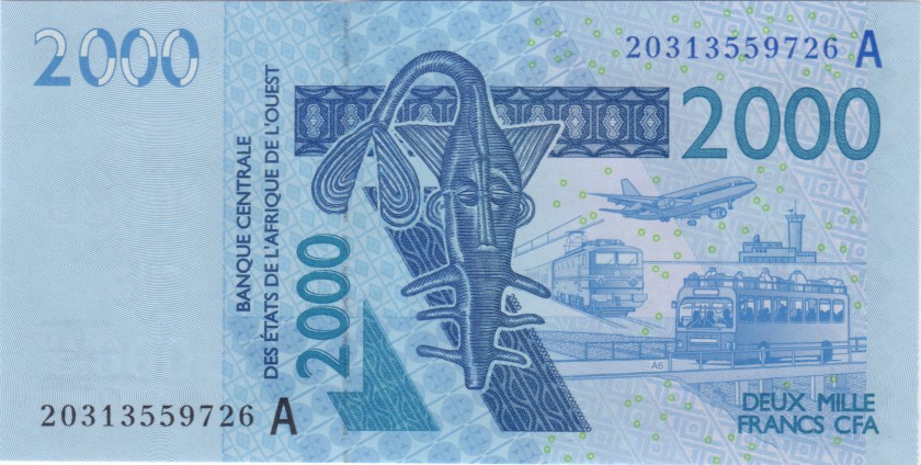 West African States Ivory Coast P116At 2.000 Francs 2020 UNC