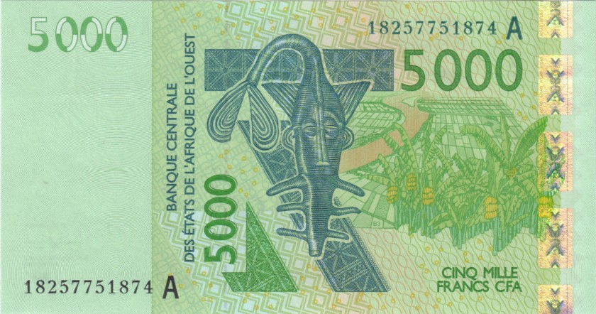 West African States Ivory Coast P117Ar 5.000 Francs 2018 UNC
