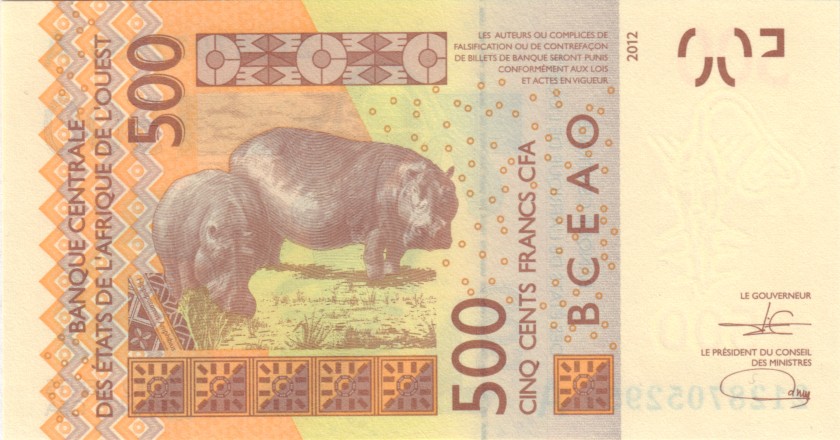 West African States Ivory Coast P119Aj 500 Francs 2021 UNC