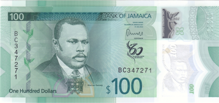 Jamaica P-W97 100 Dollars 2022 UNC