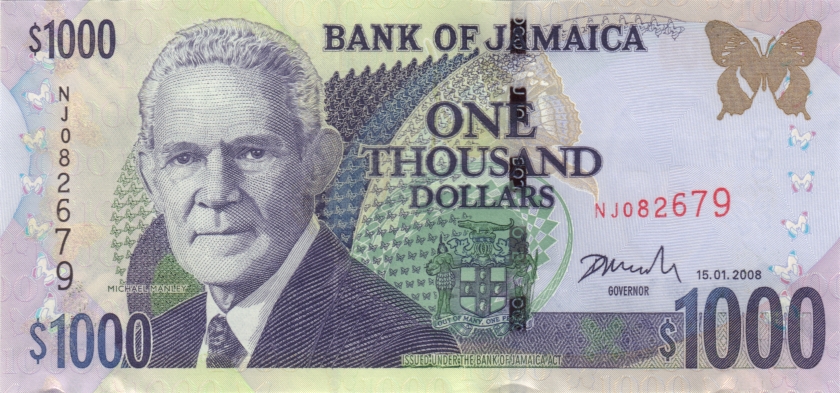 Jamaica P86f 1.000 Dollars 2008 UNC