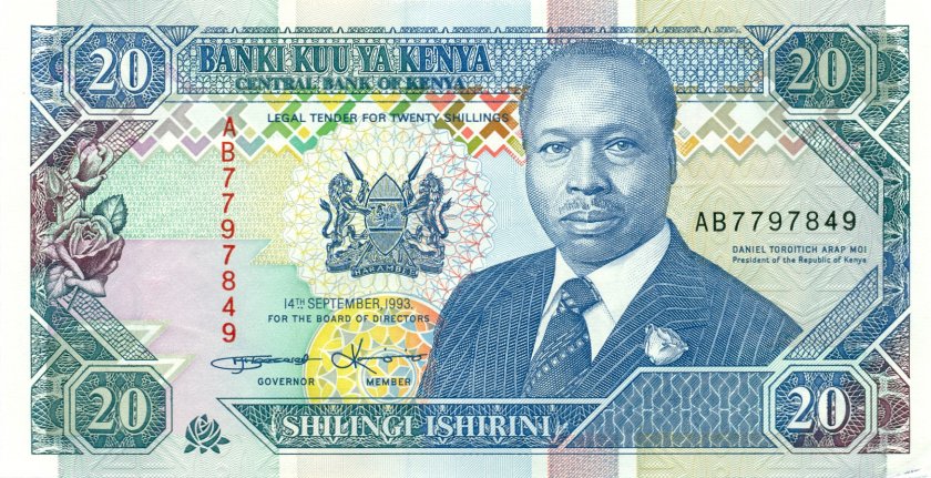 Kenya P31a 20 Shillings 1993 UNC