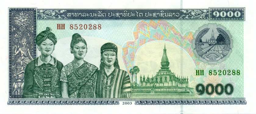 Laos P32Ab 1.000 Kip 2003 UNC