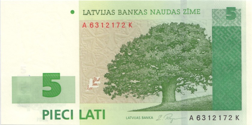 Latvia P49b 5 Lati 2001 UNC