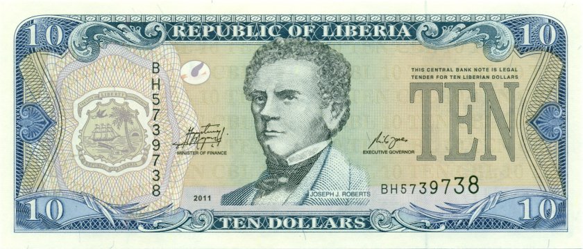Liberia P27f 10 Dollars 2011 UNC
