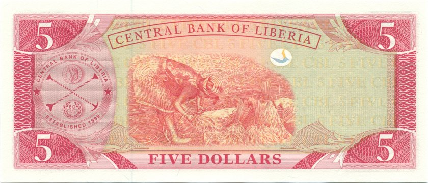 Liberia P26e 5 Dollars 2009 UNC