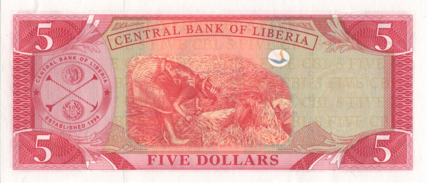 Liberia P26a 5 Dollars 2003