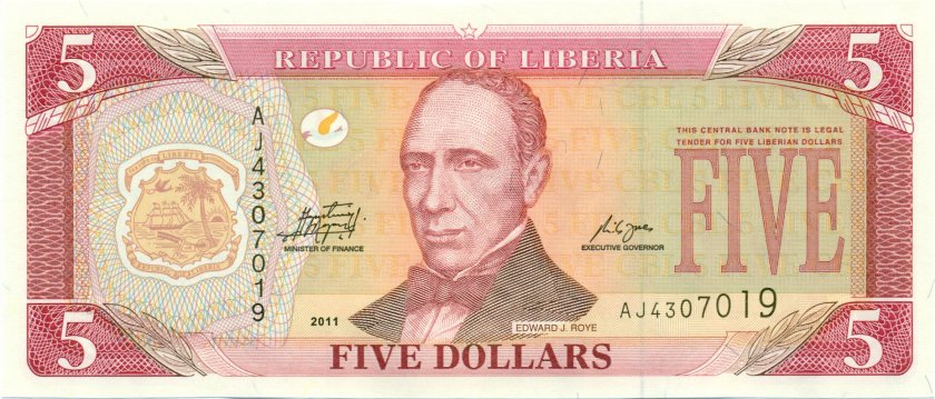 Liberia P26g 5 Dollars 2011 UNC