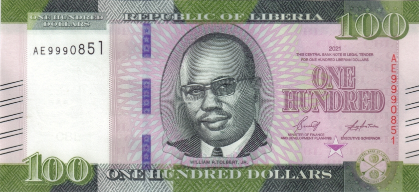 Liberia P-W41 100 Dollars 2021 UNC