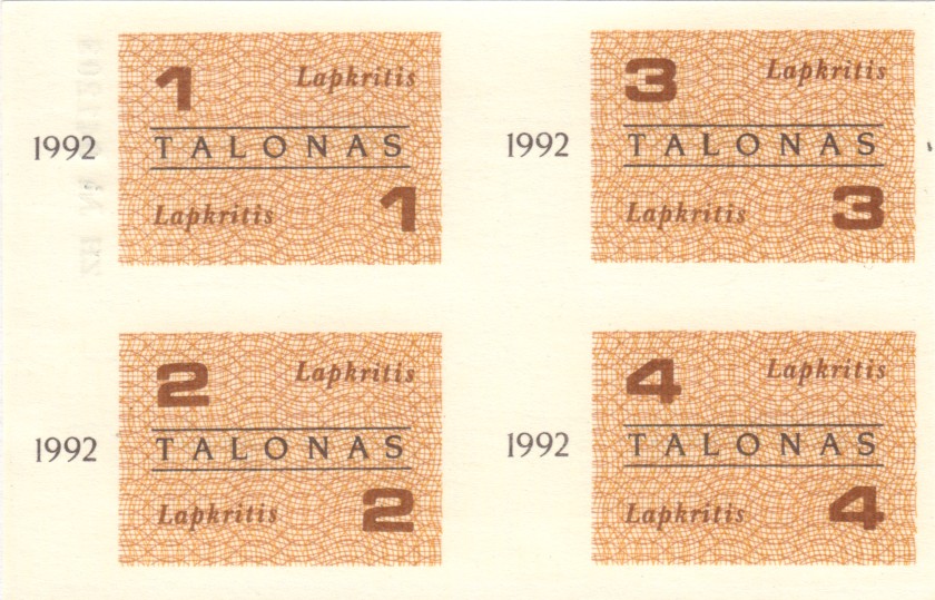 Lithuania PNL 1992 November Food Coupons UNC