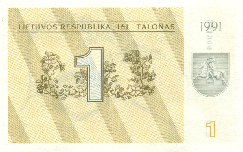Lithuania P32a 1 Talonas 1991 UNC