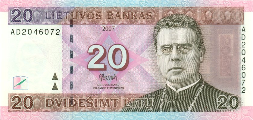 Lithuania P69 20 Litas 2007 UNC