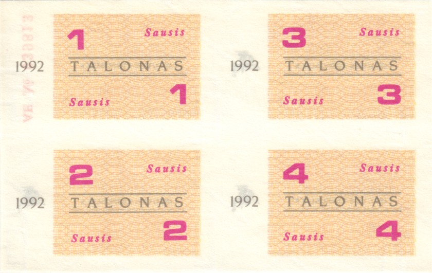 Lithuania PNL 1992 January Food Coupons UNC