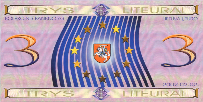 Lithuania PNL 1, 3, 5, 20, 50, 100, 200 LitEurai 7 banknotes 2002 UNC
