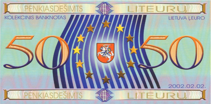Lithuania PNL 1, 3, 5, 20, 50, 100, 200 LitEurai 7 banknotes 2002 UNC