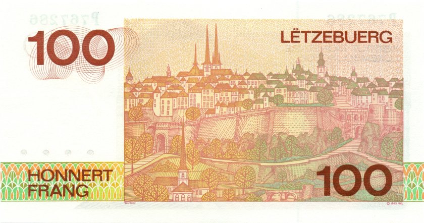 Luxembourg P58b 100 Francs 1993 (1986) UNC