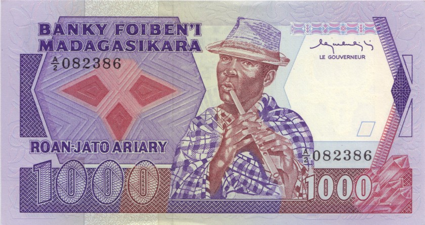 Madagascar P68a 1.000 Francs (200 Ariary) 1983-1987 UNC