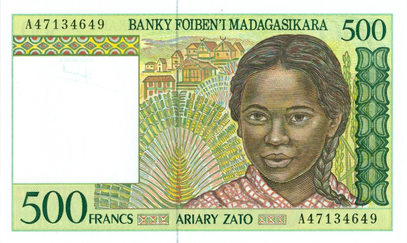 Madagascar P75a 500 Francs (100 Ariary) 1994 UNC