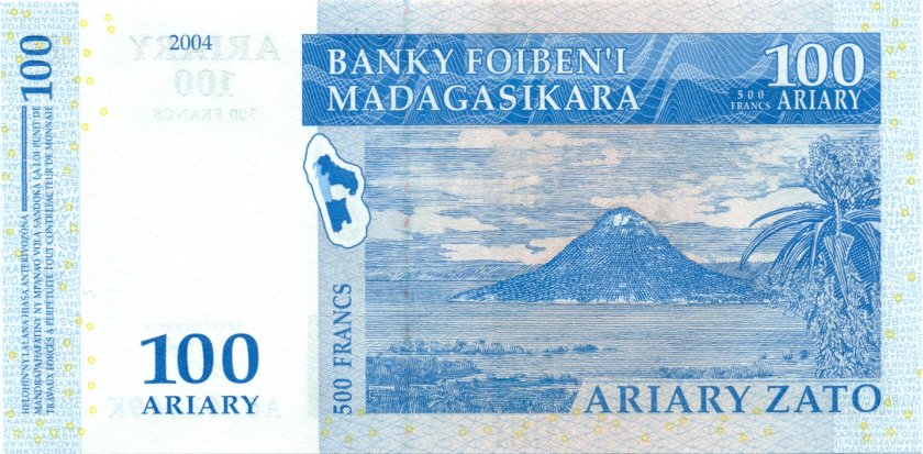 Madagascar P86a 100 Ariary (500 Francs) 2004 UNC