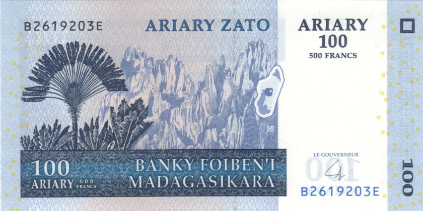 Madagascar P86b 100 Ariary (500 Francs) 2004 (2008) UNC