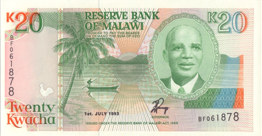Malawi P27 20 Kwacha 1993 UNC