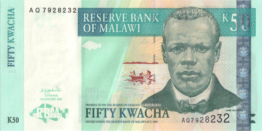 Malawi P45b 50 Kwacha 2003 UNC