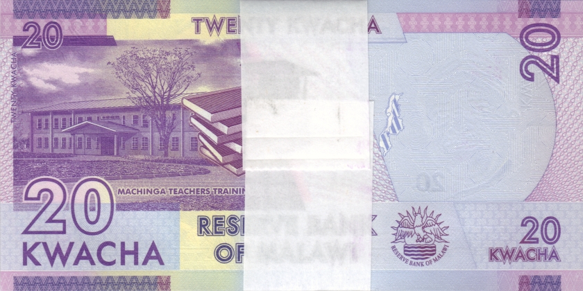 Malawi P63f 20 Kwacha Bundle 100 pcs 2020 UNC