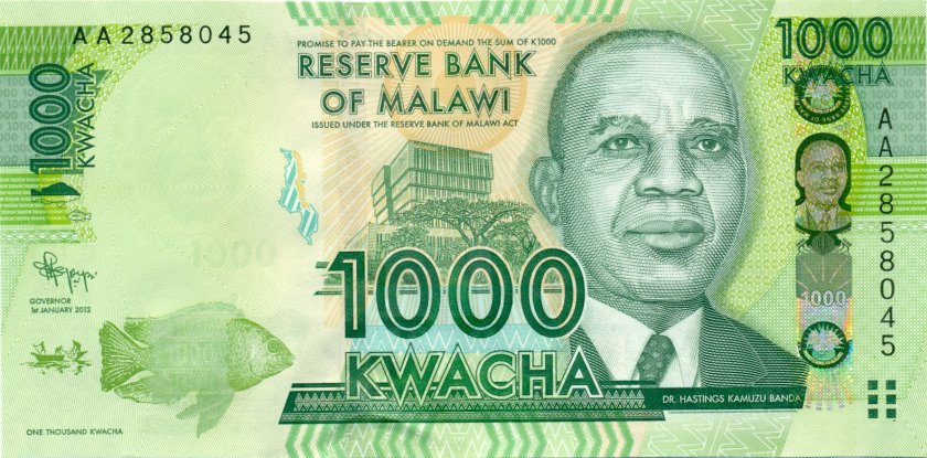 Malawi P62a 1000 Kwacha 2012 UNC
