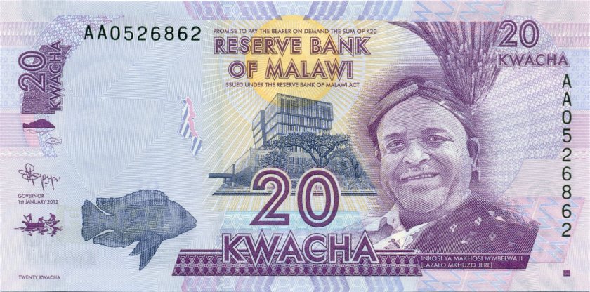 Malawi P57a 20 Kwacha 2012 UNC