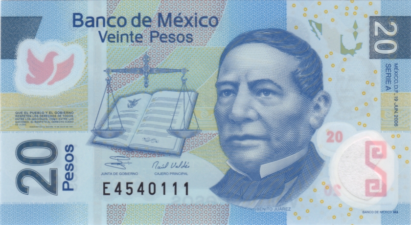 Mexico P122a 20 Pesos 19.06.2006 UNC