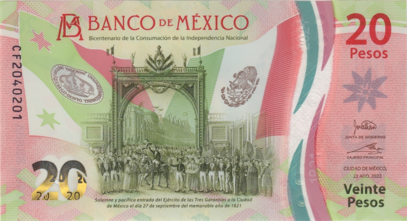 Mexico P-W132(30) 20 Pesos 23.08.2022 UNC