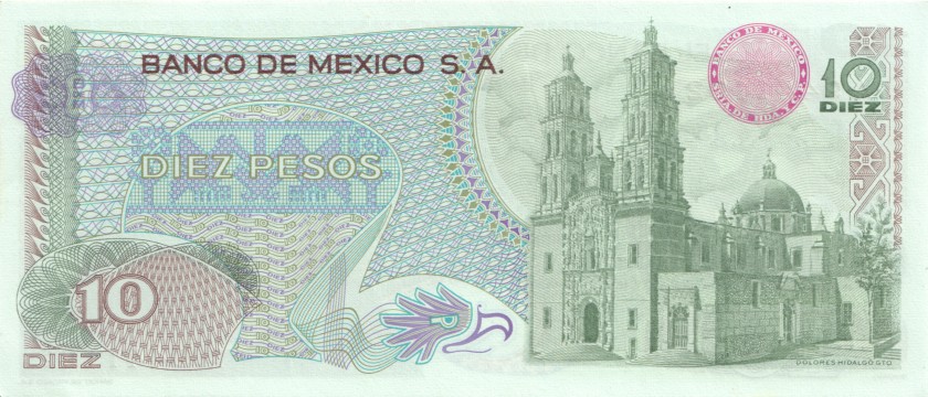 Mexico P63a 10 Pesos 1969 UNC