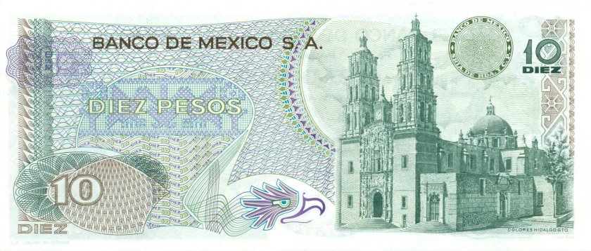 Mexico P63h(3) 10 Pesos 1975 UNC