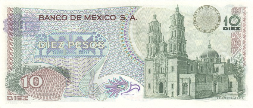 Mexico P63h(3) 10 Pesos Serie DR 1975 UNC
