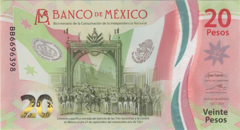 Mexico P-W132(13) 20 Pesos 05.10.2021 UNC