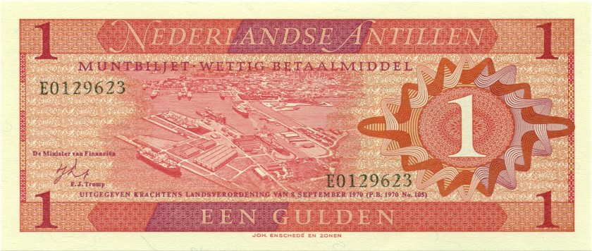 Netherlands Antilles P20 1 Gulden 1970 UNC