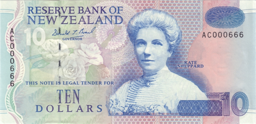 New Zealand P178 AC000666 10 Dollars 1992 UNC