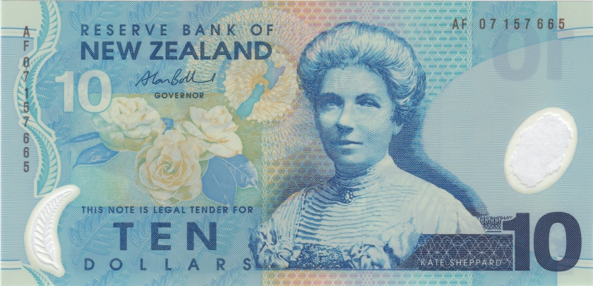 New Zealand P186b 10 Dollars 2007 UNC