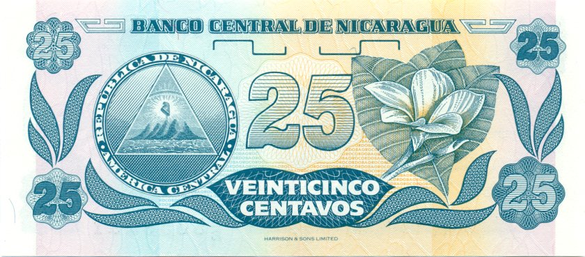 Nicaragua P170 25 Centavos de Córdoba 1991 UNC