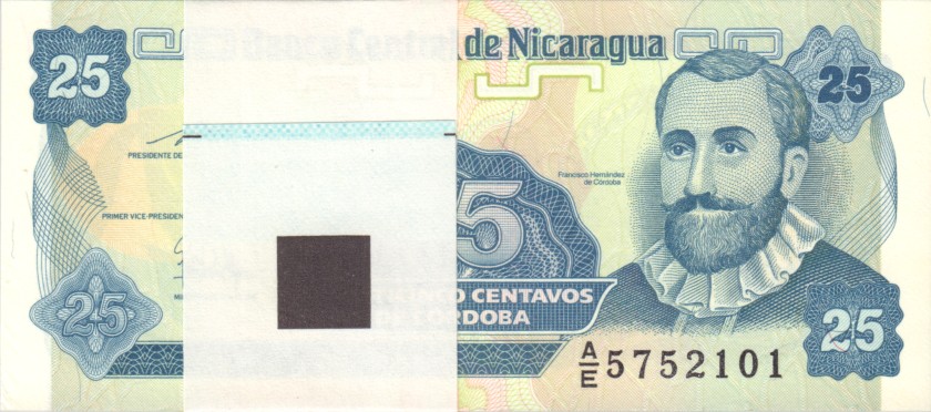 Nicaragua P170 25 Centavos de Cordoba 1991 Bundle 100 pcs UNC
