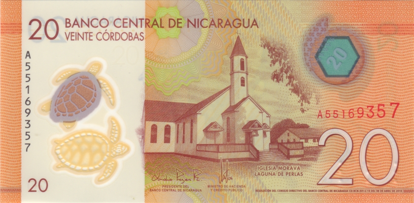 Nicaragua P210b 20 Córdobas 2019 UNC