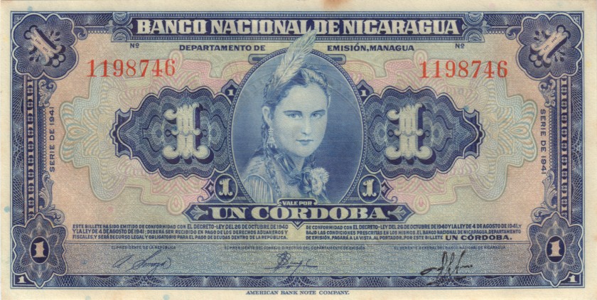 Nicaragua P90 1 Cordoba 1941