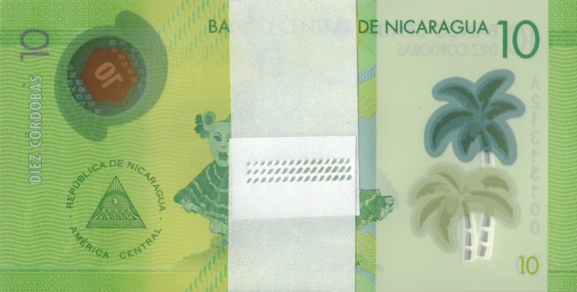 Nicaragua P209a 10 Cordobas 2014 Bundle 100 pcs UNC