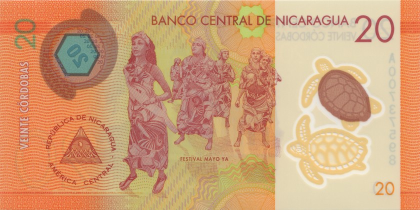 Nicaragua P210a 20 Córdobas 2014 UNC