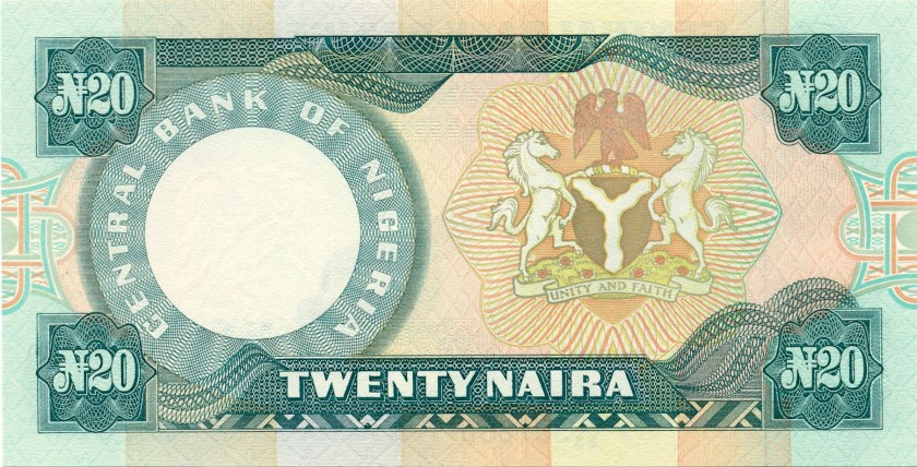 Nigeria P26c 20 Naira 1984-2000 UNC